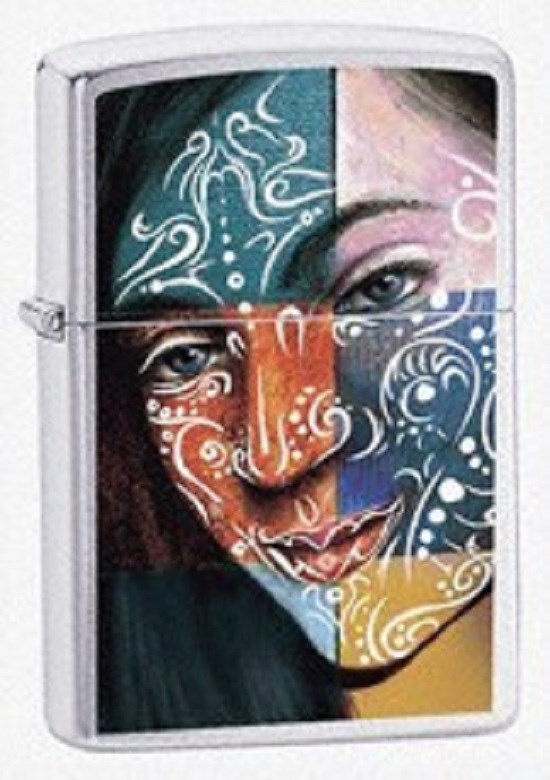 

Бензиновая зажигалка Zippo Face paining girl 24404 High Polish Chrome, Серебристый, Face paining girl 24404