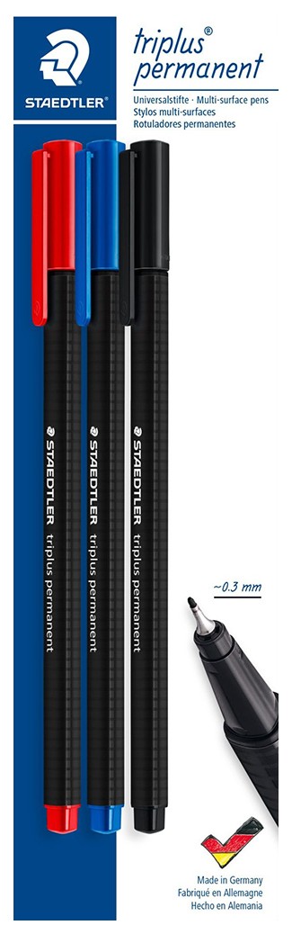 

Ручки перманентные Staedtler «Triplus Permanent» 0,3 мм 3 цвета