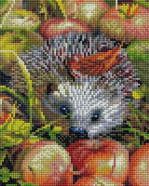 

Алмазная вышивка Белоснежка Яблочный ежик, 20x25 см, Яблочный ежик