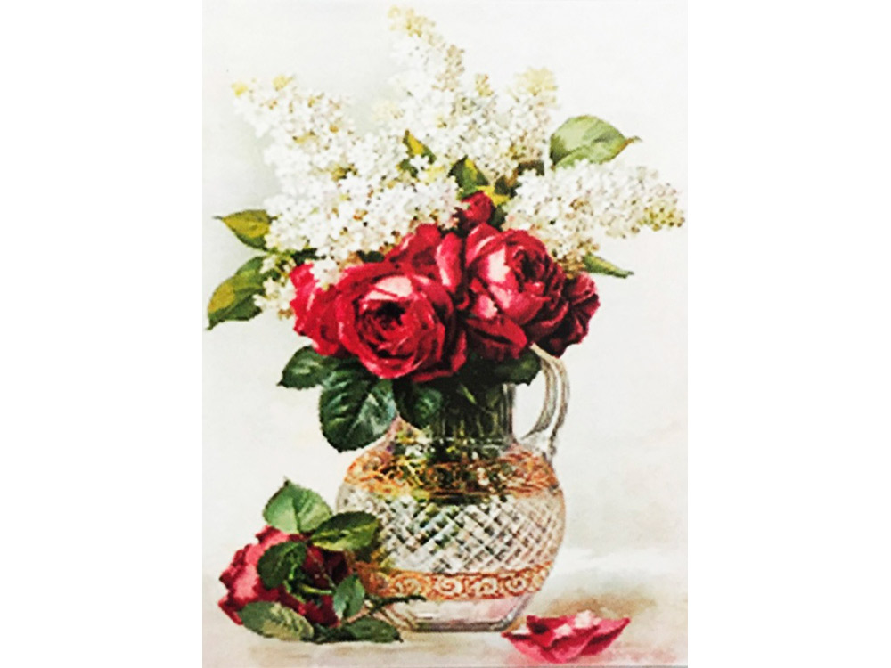 фото Набор вышивки бисером color kit розы и сирень в хрустальном графине
