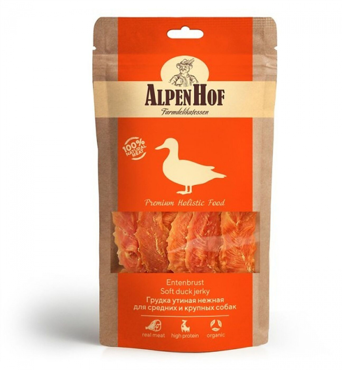 фото Лакомство для собак alpenhof грудка утиная нежная, для средних и крупных пород, 80г
