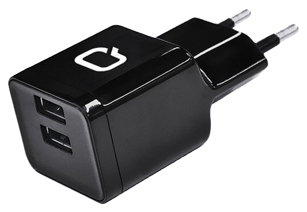 фото Сетевое зарядное устройство qumo energy charger, 2 usb, 2,1 a, (5) black