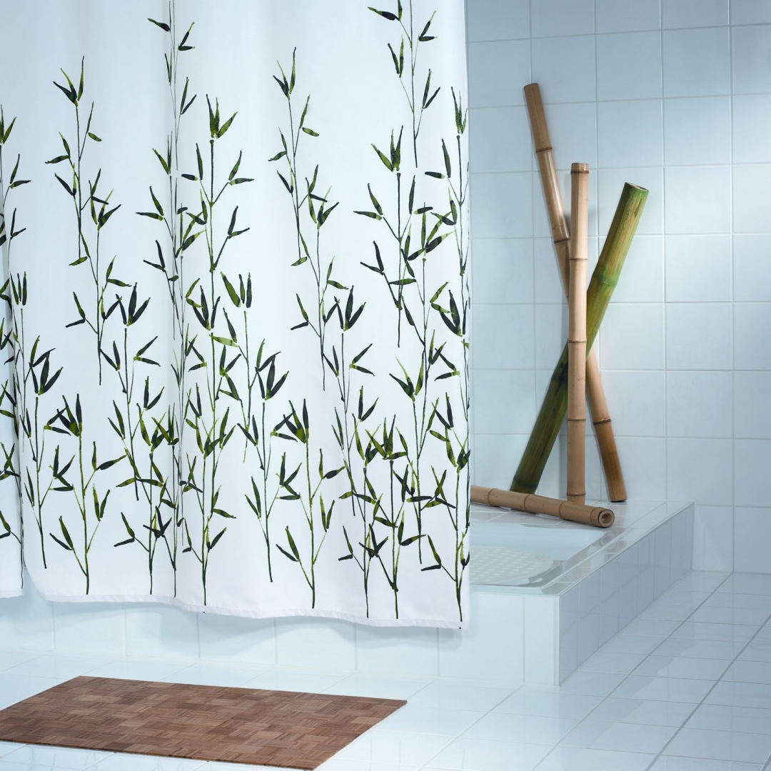 фото Штора для ванных комнат bambus зеленый 180*200 ridder