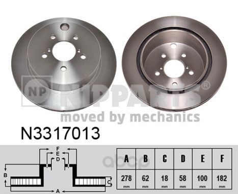 фото Тормозной диск nipparts задний для subaru forester sj 2.0 xt awd 2012- n3317013