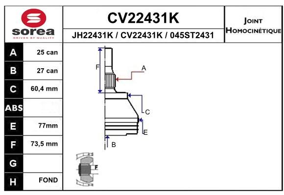 Шрус EAI CV22431K