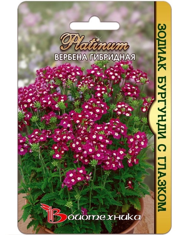 

Семена Вербена гибридная Зодиак Бургунди с глазком, 15 шт, Platinum Биотехника