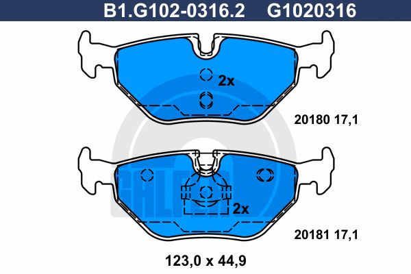 фото Комплект тормозных дисковых колодок galfer b1.g102-0316.2