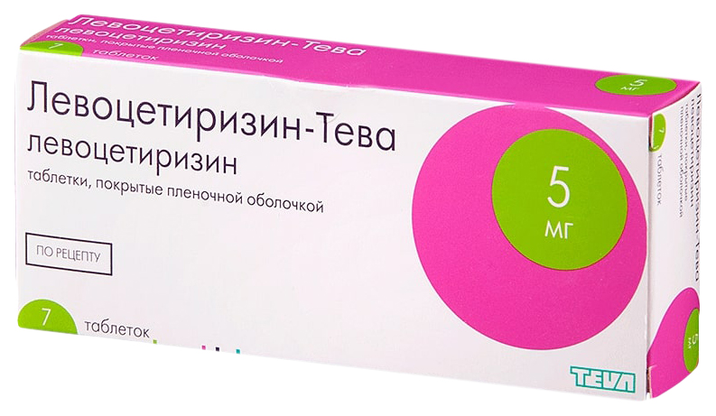 

Левоцетиризин-Тева таблетки 5 мг 7 шт., Левоцетиризин-Тева