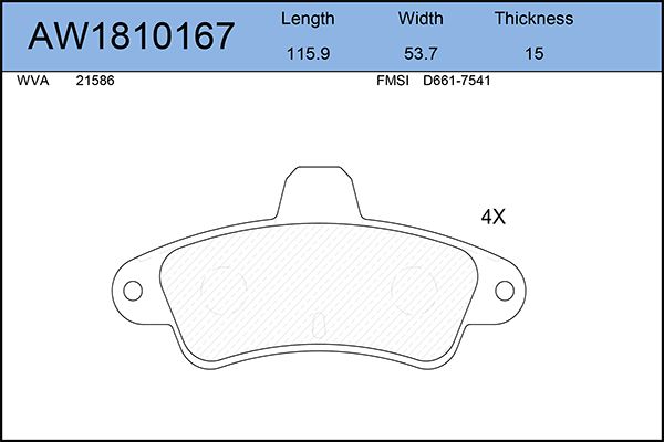 фото Комплект тормозных колодок, дисковый тормоз aywiparts aw1810167