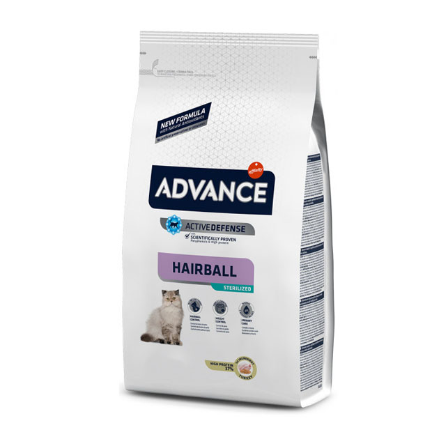 фото Сухой корм для кошек advance sterilized hairball, для выведения шерсти, индейка, 10кг