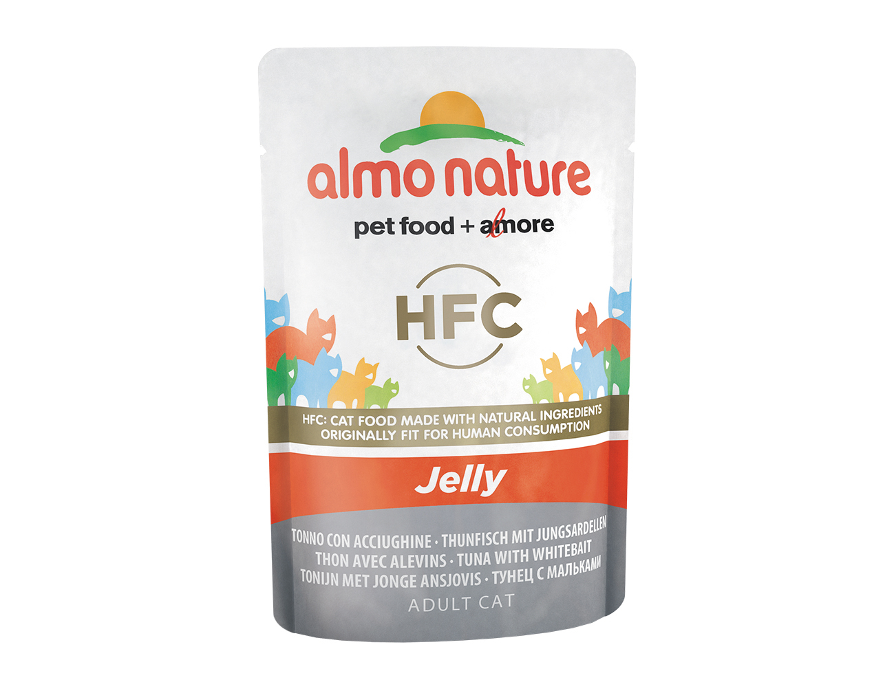 Влажный корм для кошек Almo Nature HFC Jelly, тунец и сардинки, 24шт по 55г