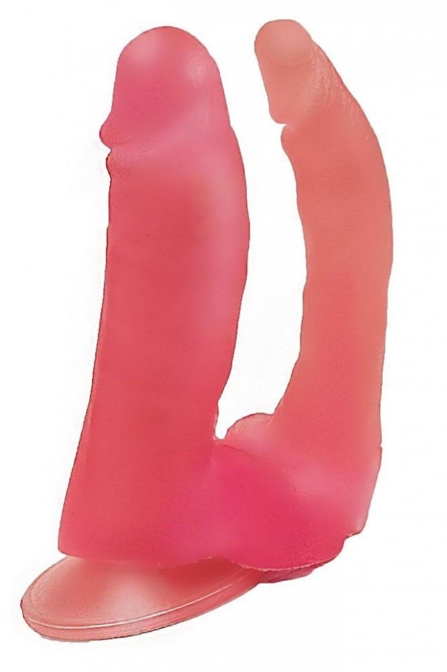 Фаллоимитатор на присоске розовый двойной Lovetoy 13748