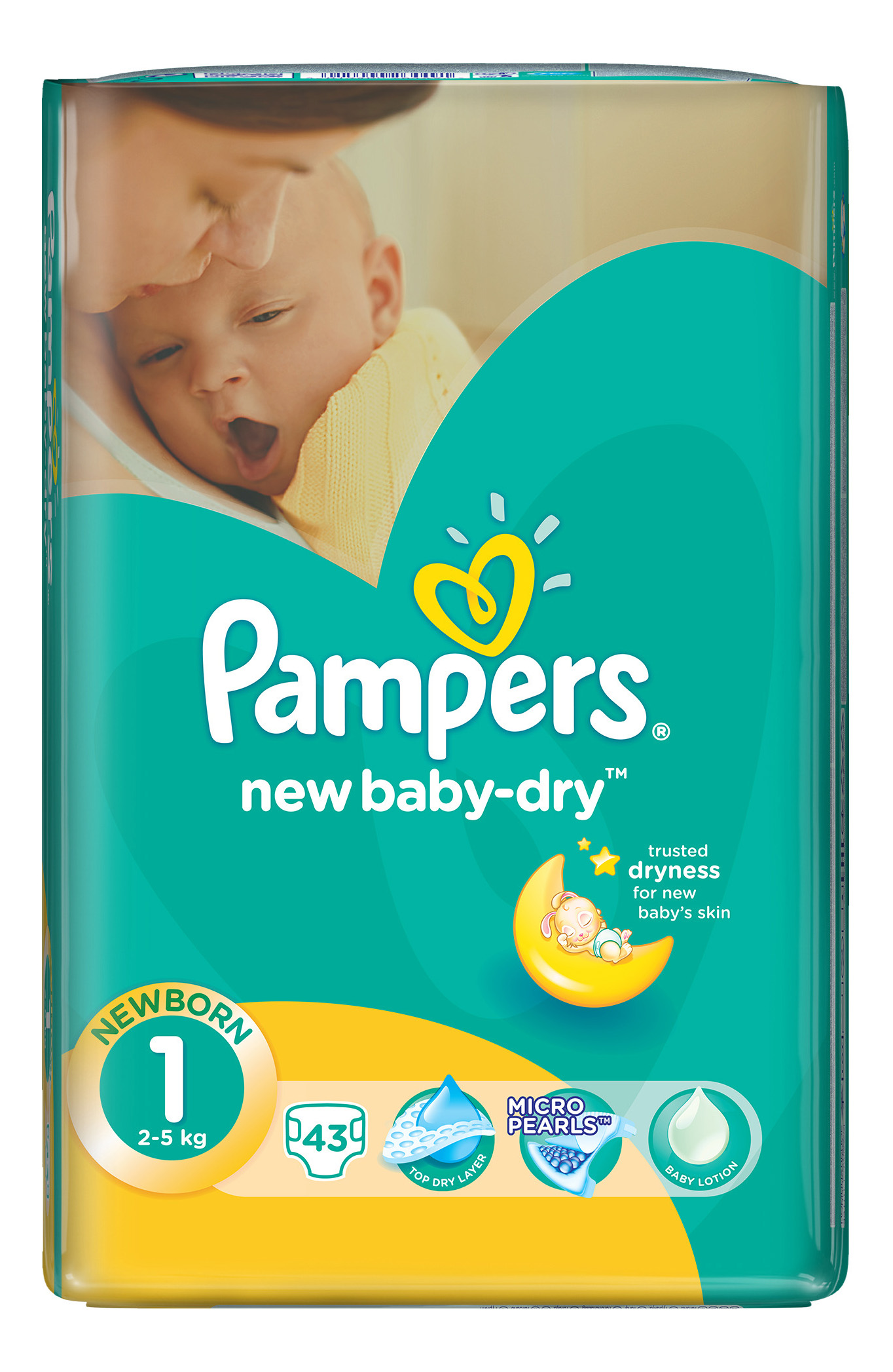 

Подгузники для новорожденных Pampers New Baby-Dry 1 (2-5 кг), 43 шт.