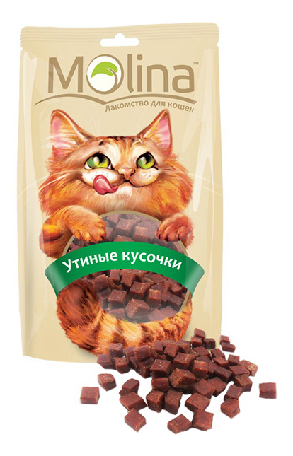 Лакомство для кошек Molina Утиные кусочки, 80г