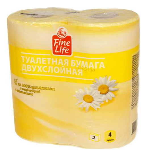 фото Туалетная бумага fine life ромашка 2 -ух слойная 4 шт.