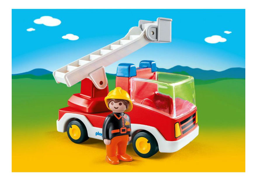 фото Игровой набор playmobil 1.2.3.: пожарная машина с лестницей