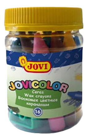 фото Мелки восковые jovi круглые, 16 цветов с точилкой в банке