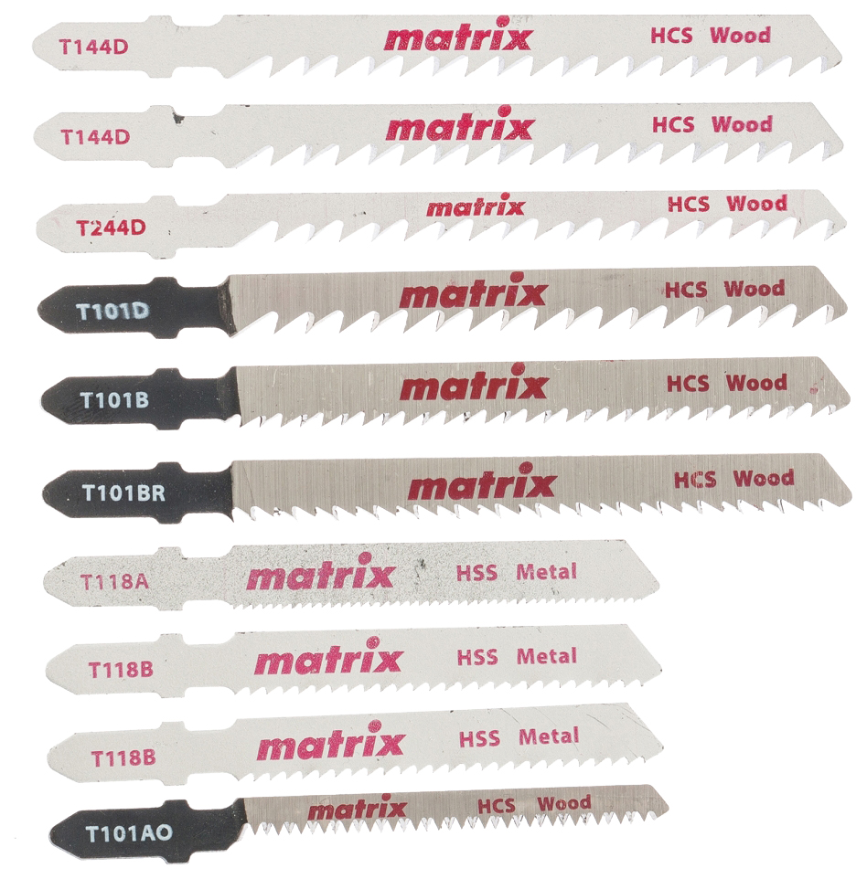 пилки для лобзика matrix по дереву 3 шт t744d 155 x 4 мм hcs 78223 Пилки для лобзика MATRIX T-SET1001 78246