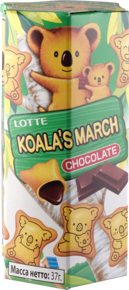 Печенье Lotte koala's march с шоколадной начинкой 37 г