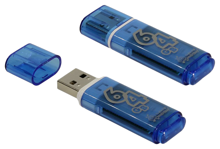 Флешка SmartBuy Glossy 64ГБ Blue (SB64GBGS-B)