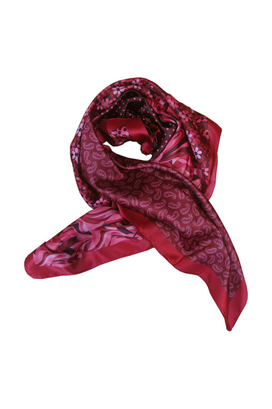 Платок женский F.FRANTELLI P29090086-GO розовый, красный, 90x90 см