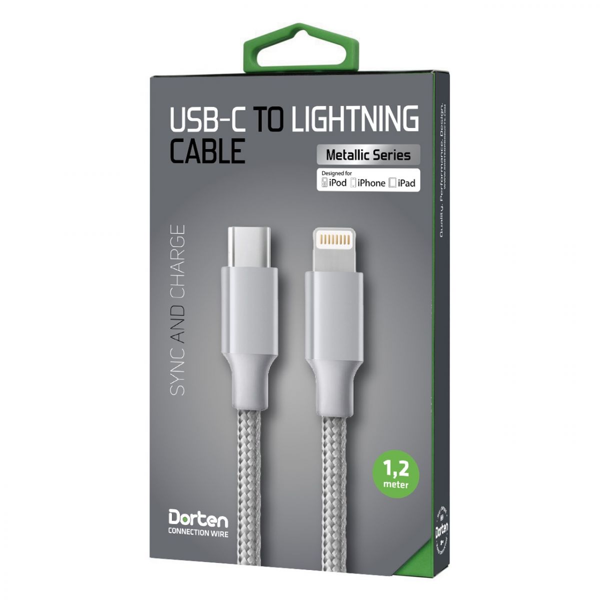 Кабель Dorten USB-C to Lightning Cable Metallic Series 1,2 м Silver