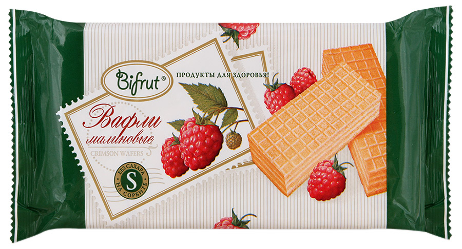 Вафли Bifrut малиновые на сорбите 100г