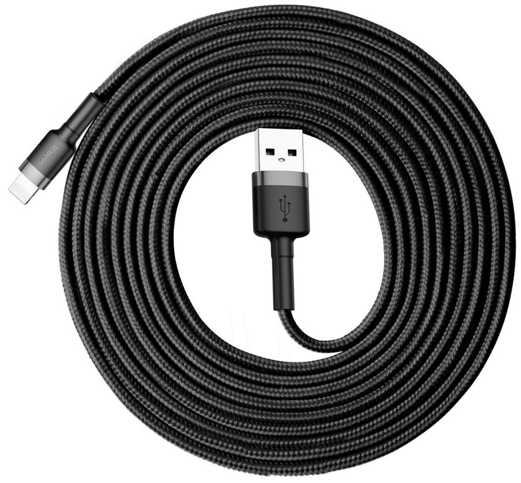 

Кабель Baseus Cafule Lightning 3m Grey/Black (CALKLF-RG1), Cafule USB/Lightning 3m