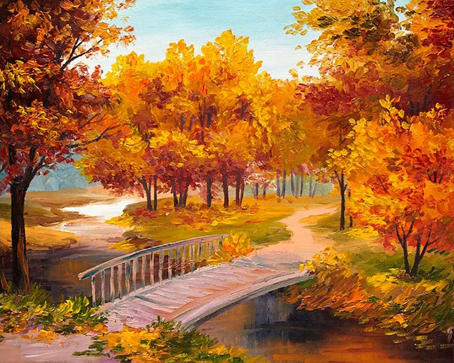 

Алмазная вышивка Алмазное Хобби Осенний мост, 40x50 см, Осенний мост