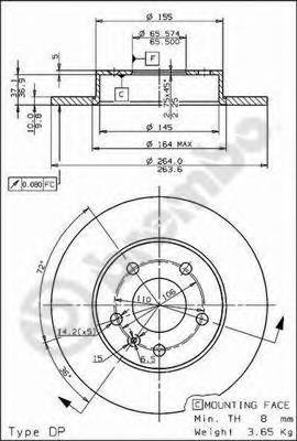 

Тормозной диск brembo 08762710