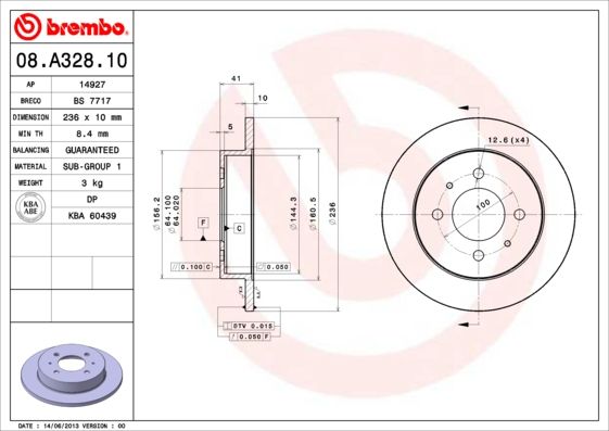 

Тормозной диск brembo 08.A328.10