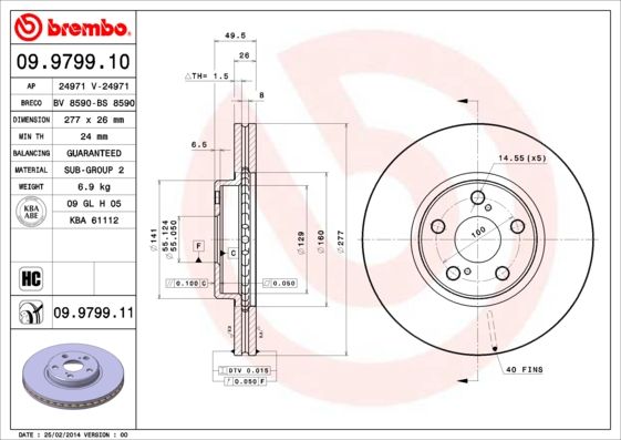 фото Тормозной диск brembo 09.9799.11