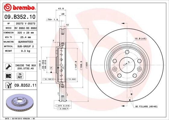 фото Тормозной диск brembo 09.b352.11