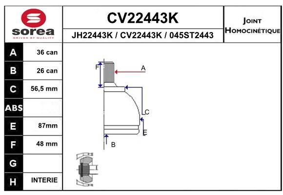 Шрус EAI CV22443K