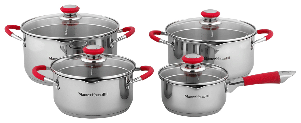 

Набор посуды MasterHouse Rosse 60484 Серебристый, красный