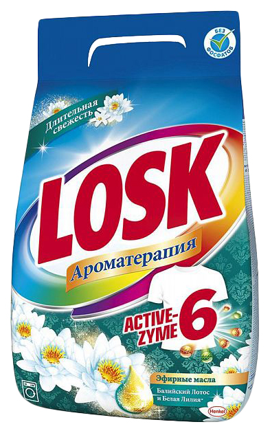 фото Стиральный порошок losk аctive-zyme ароматерапия балийский лотос и белая лилия 2.7 кг