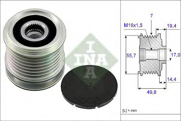 

Шкив генератора Ina для Mercedes-Benz W204, W203, C209 1.8k 2002 535016510