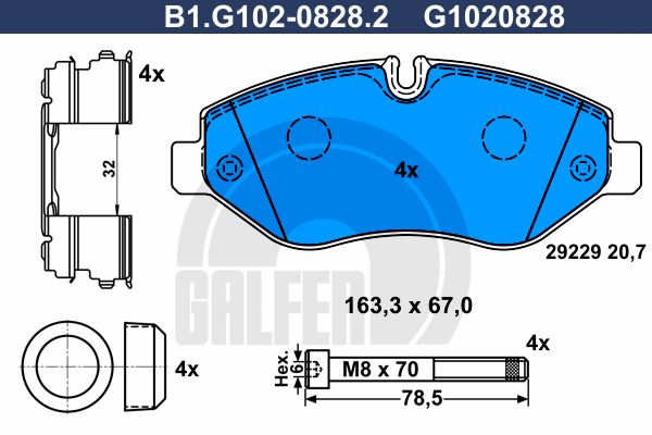 

Комплект тормозных дисковых колодок GALFER B1.G102-0828.2