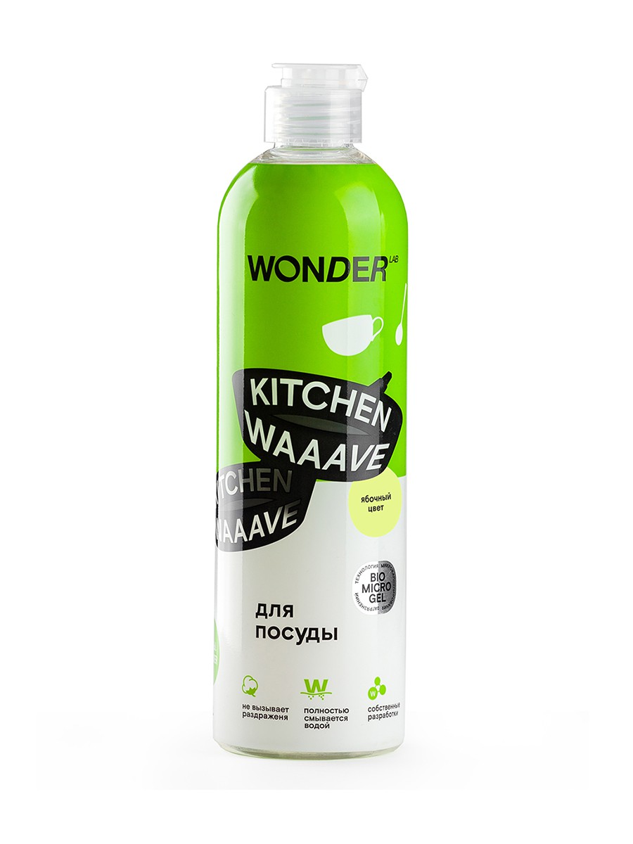 

Гель для мытья посуды Wonderlab Kitchen Waaave яблочный цвет 0.5 л