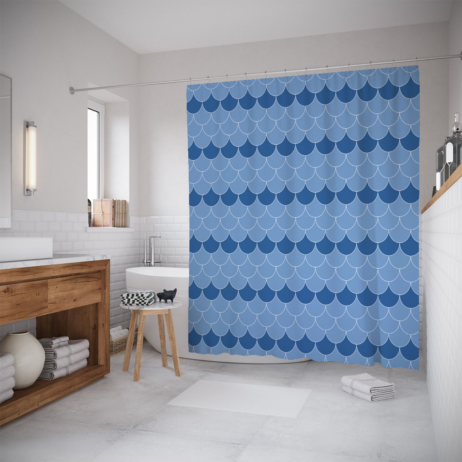 

Штора для ванной JoyArty «Решительные волны» 180x200, Синий