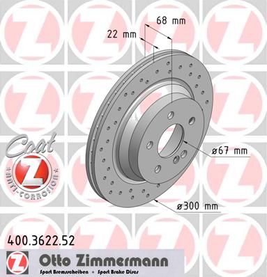 фото Тормозной диск zimmermann 400.3622.52