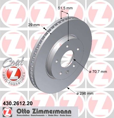 фото Тормозной диск zimmermann 430.2612.20