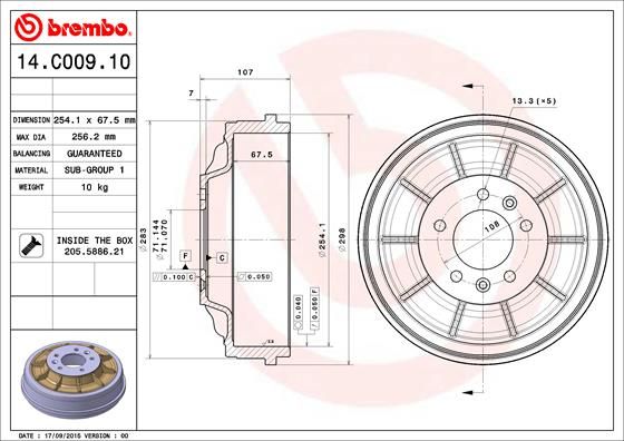 

Тормозной барабан BREMBO 14.C009.10