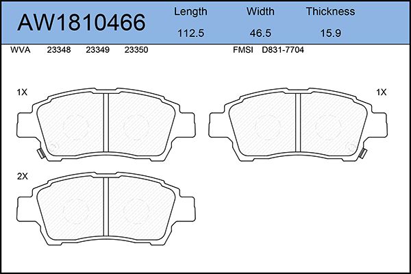 фото Комплект тормозных колодок, дисковый тормоз aywiparts aw1810466