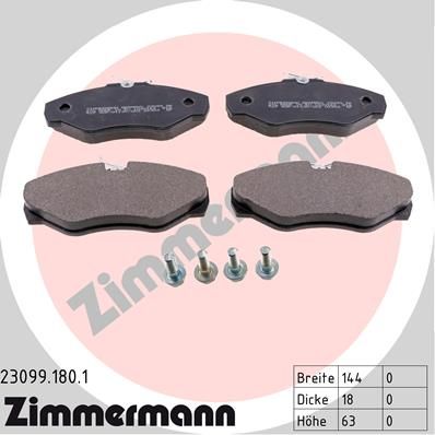 

Комплект тормозных колодок, дисковый тормоз ZIMMERMANN 23099.180.1