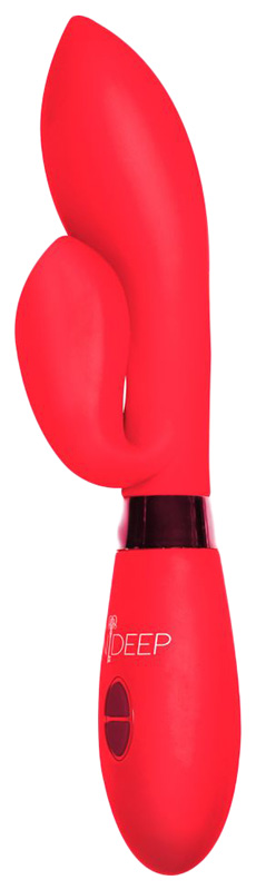 Красный вибратор Gina с клиторальным отростком 20 см