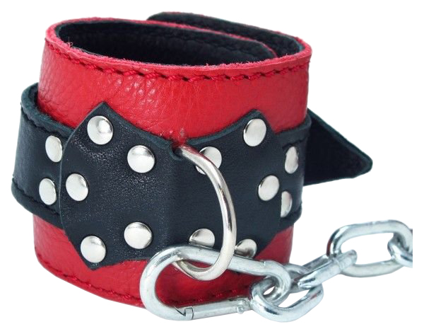 Поножи BDSM Арсенал кожаные красно-черный