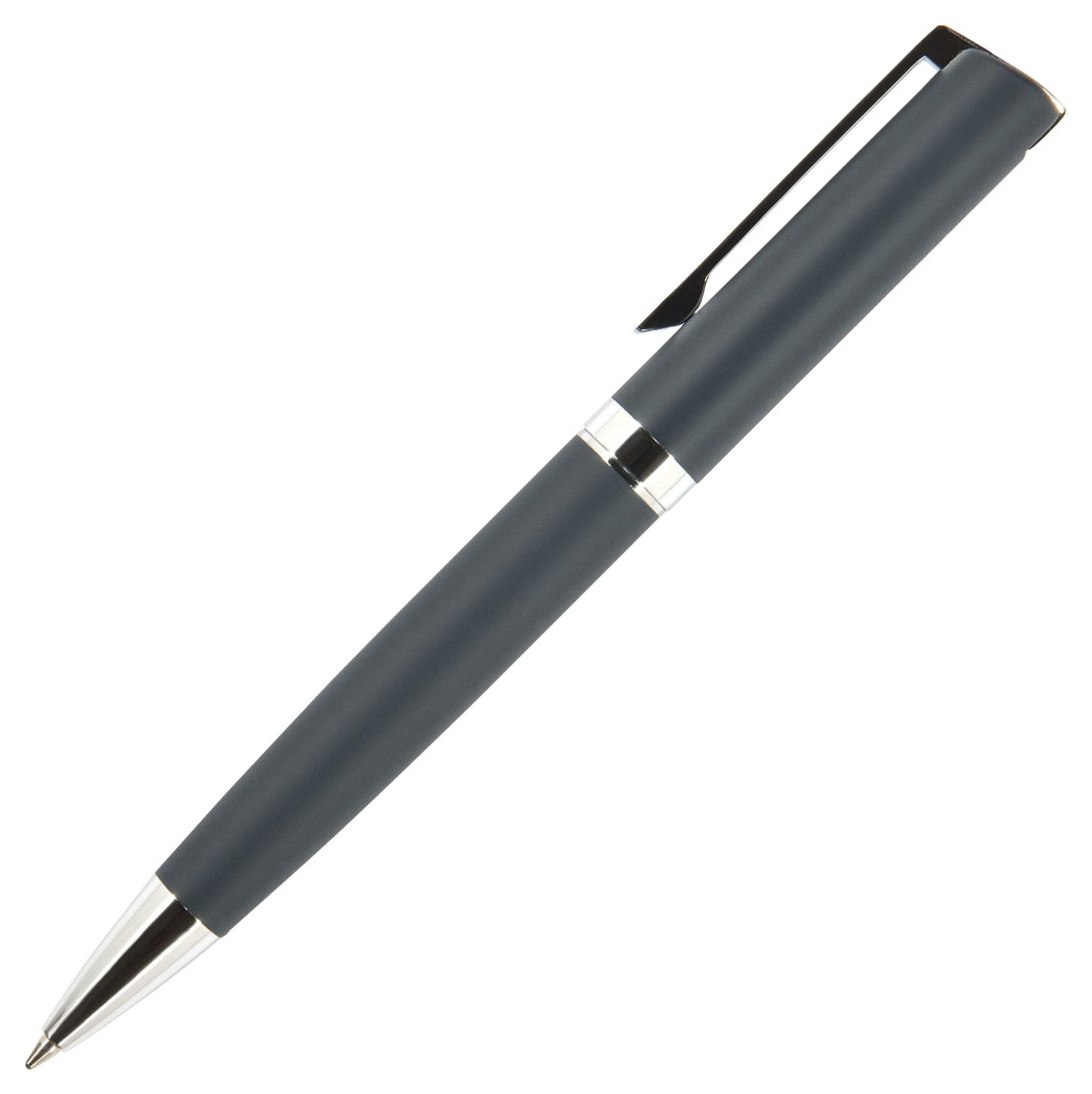 Шариковая ручка автоматическая Milano синяя 1.0 мм (серый корпус)