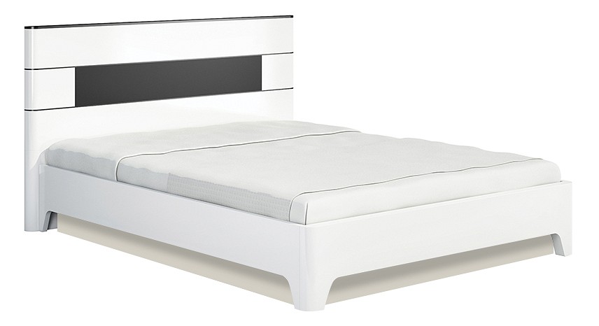 фото Кровать двуспальная мебель-неман мн-024-01м 160х200 см, белый/черный мебель неман