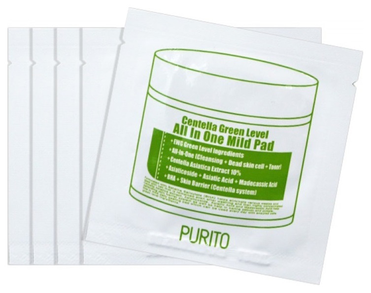 Средство для очищения Purito Centella Green Level All In One Mild Pad 10 шт